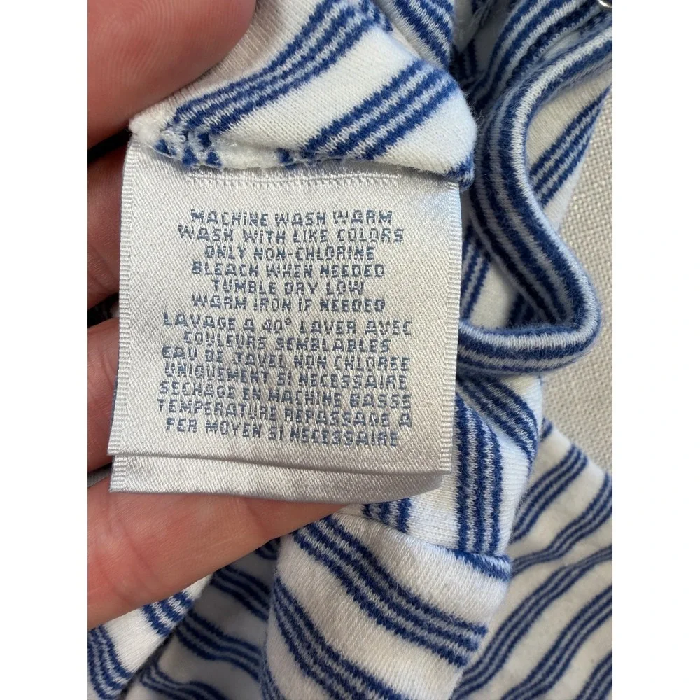 Ralph Lauren Baby Boys Blue White Striped Long Sleeve Cotton Romper 6M